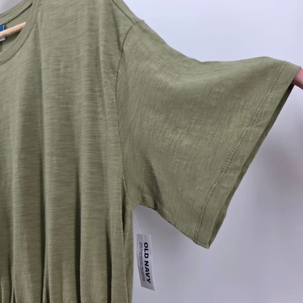 NEW Old Navy Womens Elastic Waist Saguaro Green Cotton T-Shirt Dress Size XL - Picture 3 of 13